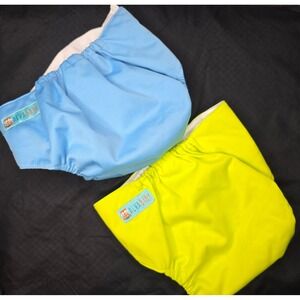 AlvaBaby Cloth Diaper Covers Reusable Waterproof Snaps One Size Blue Yellow Set